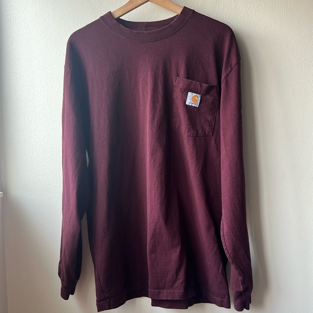 Carhartt Men’s Burgundy Longsleeve Tee Size Medium